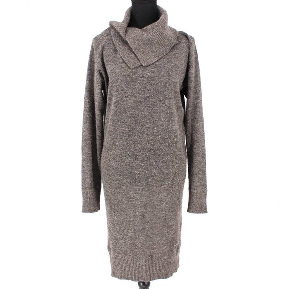 Armani Jeans Dresses & Skirts - Giorgio Armani Jeans Grey Alpaca Blend Layered Cowl Neckline Sweater Dress M 42